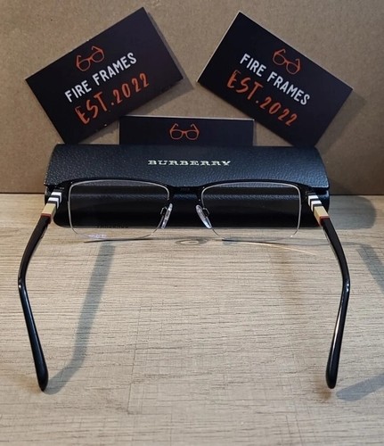 BURBERRY B1282 1001 Black Mens Rectangle Half Rim Eyeglasses 55-18-145 - Picture 6 of 8
