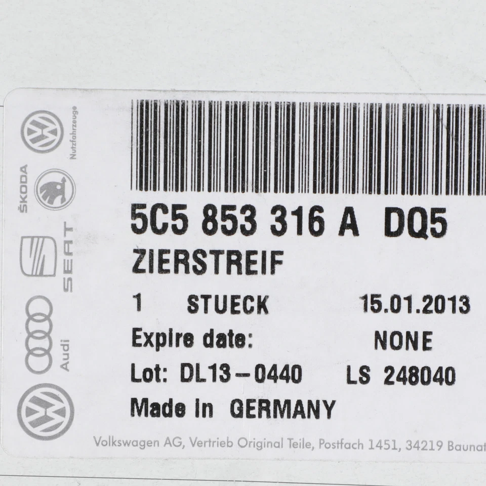 NEW OEM Volkswagen 2012-2019 Beetle Decal Side Stripe Right 5C5-853-316-A-DQ5 - Image 3 of 3