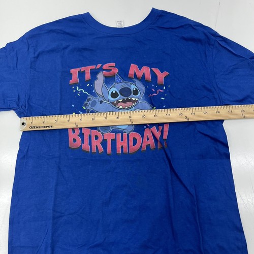 Disney Blue Stitch “It’s My Birthday” Graphic T-Shirt Unisex Kids Size X-Large - Picture 7 of 7
