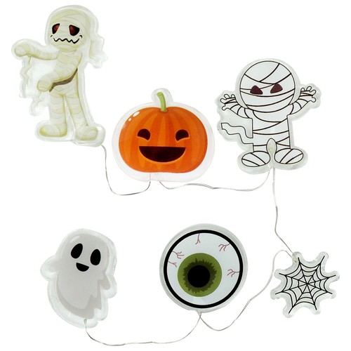 Halloween Party String Lights Decorations Set 6 LED Light Up Gel Window Stickers - Picture 4 of 7