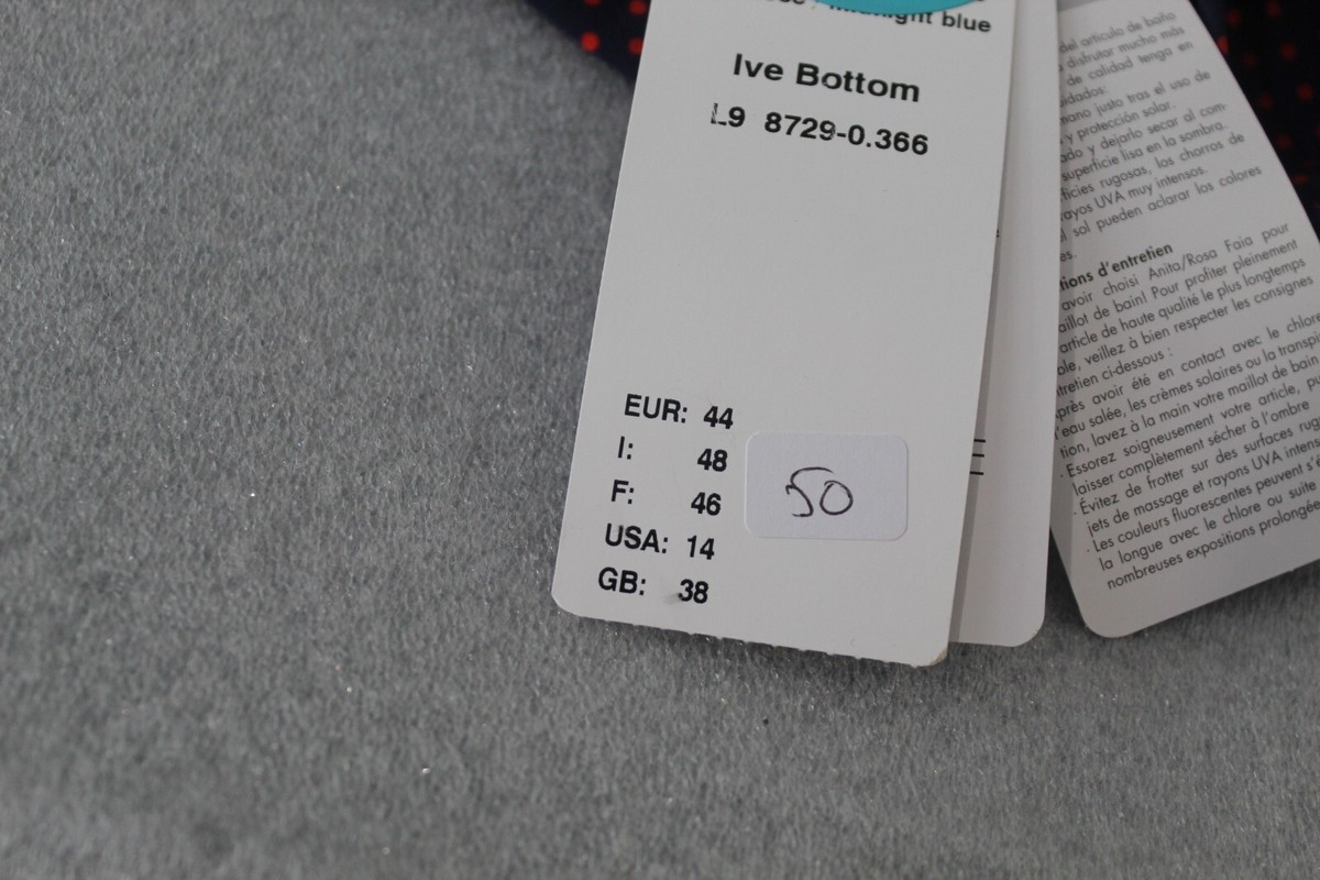 Bas De Bikini ANITA Ive - Taille 46 (US 14) - Bleu Nuit Et Rouge - Neuf Avec étiquettes