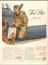1944 WW2 cosmetics AD DuBARRY Beauty Grumman Lady Test Pilot , Size 10 123124