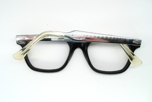 Vintage Mens 50s Glasses Eyeglasses Sunglasses Black Silver Frame 48-19 Depp - Picture 7 of 8