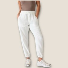 Athleta EUC Retreat Linen High Rise Joggers in Calla Lily Size 10