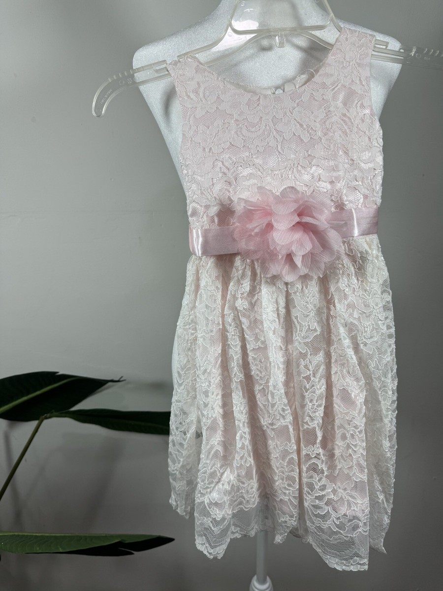 Bow Dream Vintage Lace Flower Girl Dress Princess Party Easter, Size