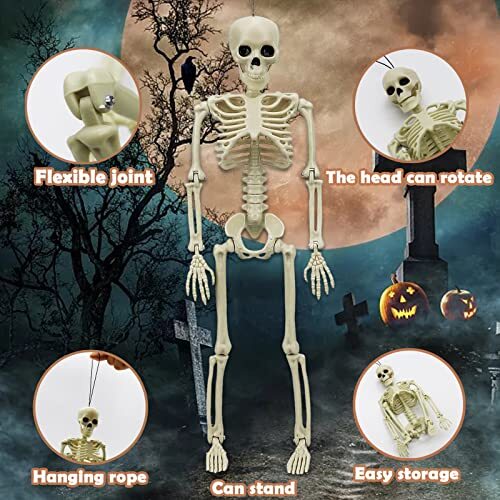 MEMOVAN 16" Halloween Skeleton 2pcs Full Body Posable Halloween Skeletons with - Bild 8 von 8