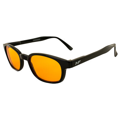MotoFrames MF Lockdown Motorcycle Sunglasses Black Frames Orange Lens