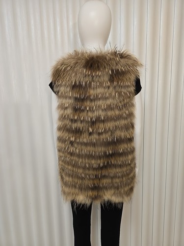 Metric Knits Women's Natural Fur Vest Tan Brown Lined Size L . - Picture 7 of 24