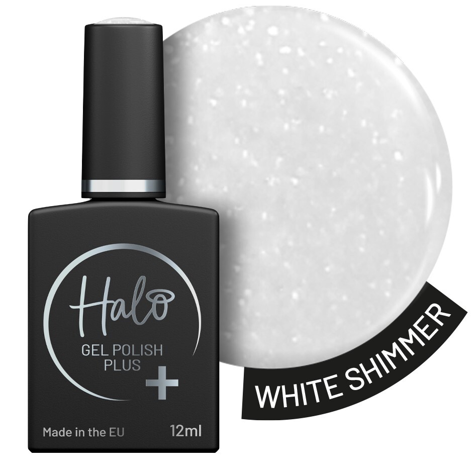 Halo Gel Polish Plus (White Shimmer) HEMA-Free Vegan 12ml