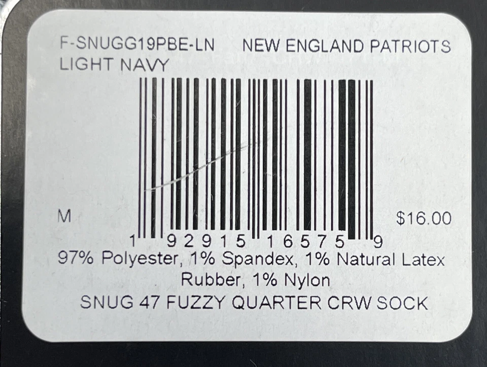Calcetines New England Patriots Rayas Difusos 1/4 Crew Azul Marino Claro Talla Mediana Foto 4 de 4