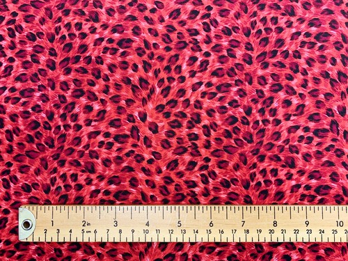 Tela con estampado de animales estampado rojo leopardo algodón material artesanal metro - Imagen 3 de 4