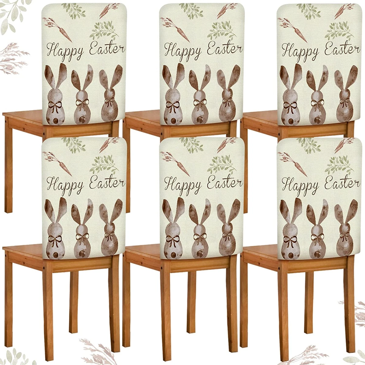 6 Pieces Easter Chair Back Covers Eggs Seasonal Stretch 20 X 24
