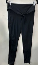 Mono B High Rise Ankle Leggings Black Womens Size Medium Tie Front Pockets