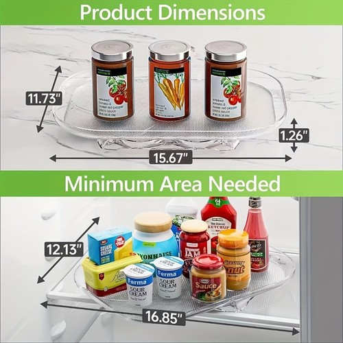 Refrigerator Turntable Organizer Transparent Rectangular Countertop Condiment - Picture 6 of 10