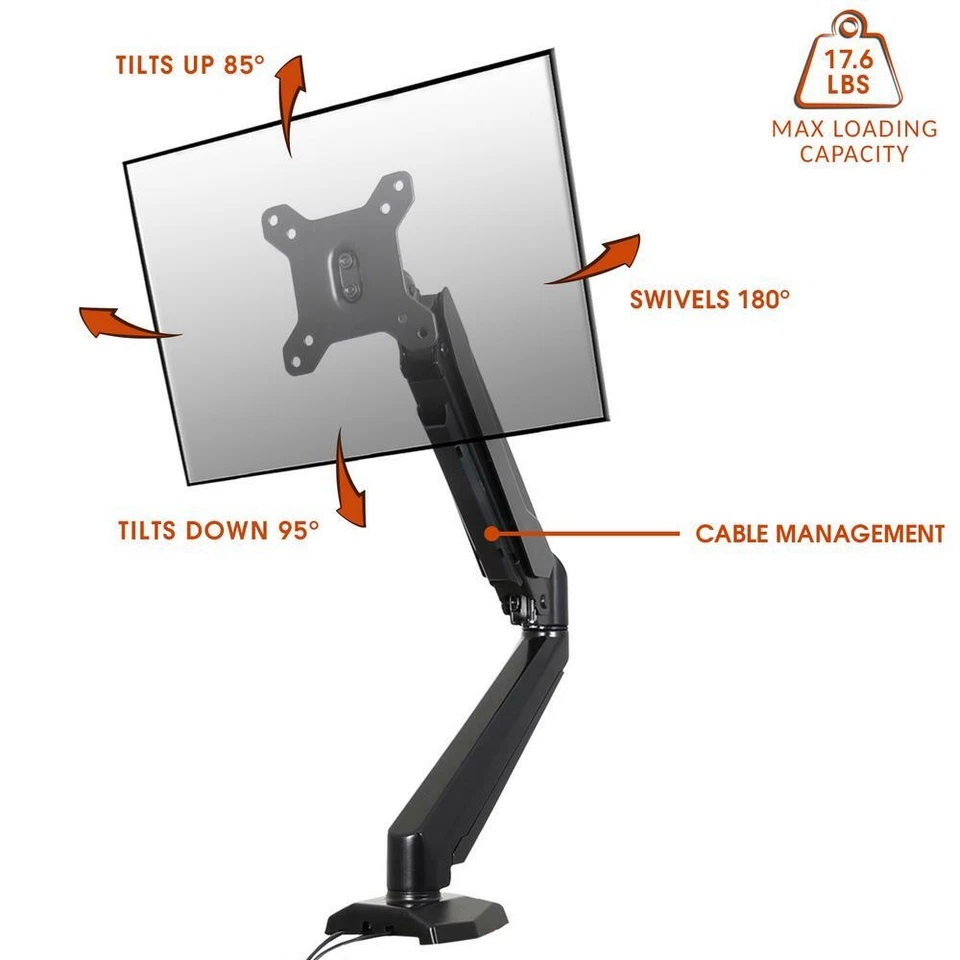 Megamounts Fully Adjustable Tilt and Swivel Articulating Single Monitor Desk Mou - Image 3 of 3