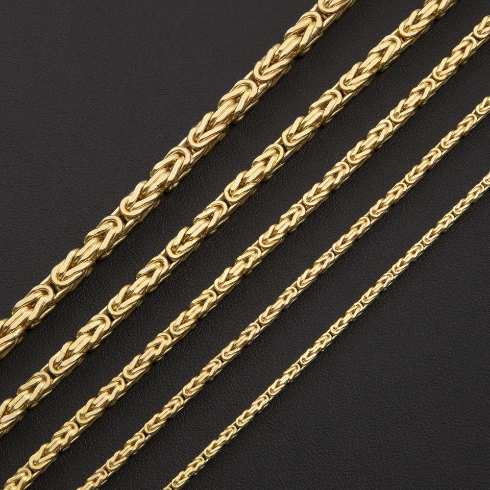 Brazalete de cadena de eslabones bizantinos cuadrados de oro amarillo de 14K todos los tamaños Foto 4 de 4