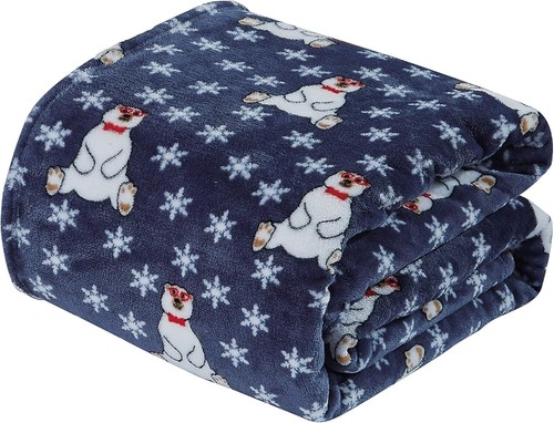 Cozy 50" x 60" Polar Bear Fleece Throw Blanket - Machine Washable Elegance - Picture 4 of 6