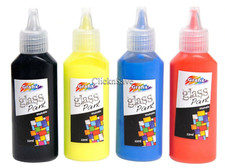 GLASS ART PAINTS FAST DRY COLOURS RED BLUE YELLOW BLACK GRAFIX