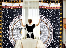 WHITE Zodiac Mandala Boho Curtain Cotton Hippie Tapestry Decor Window Curtains