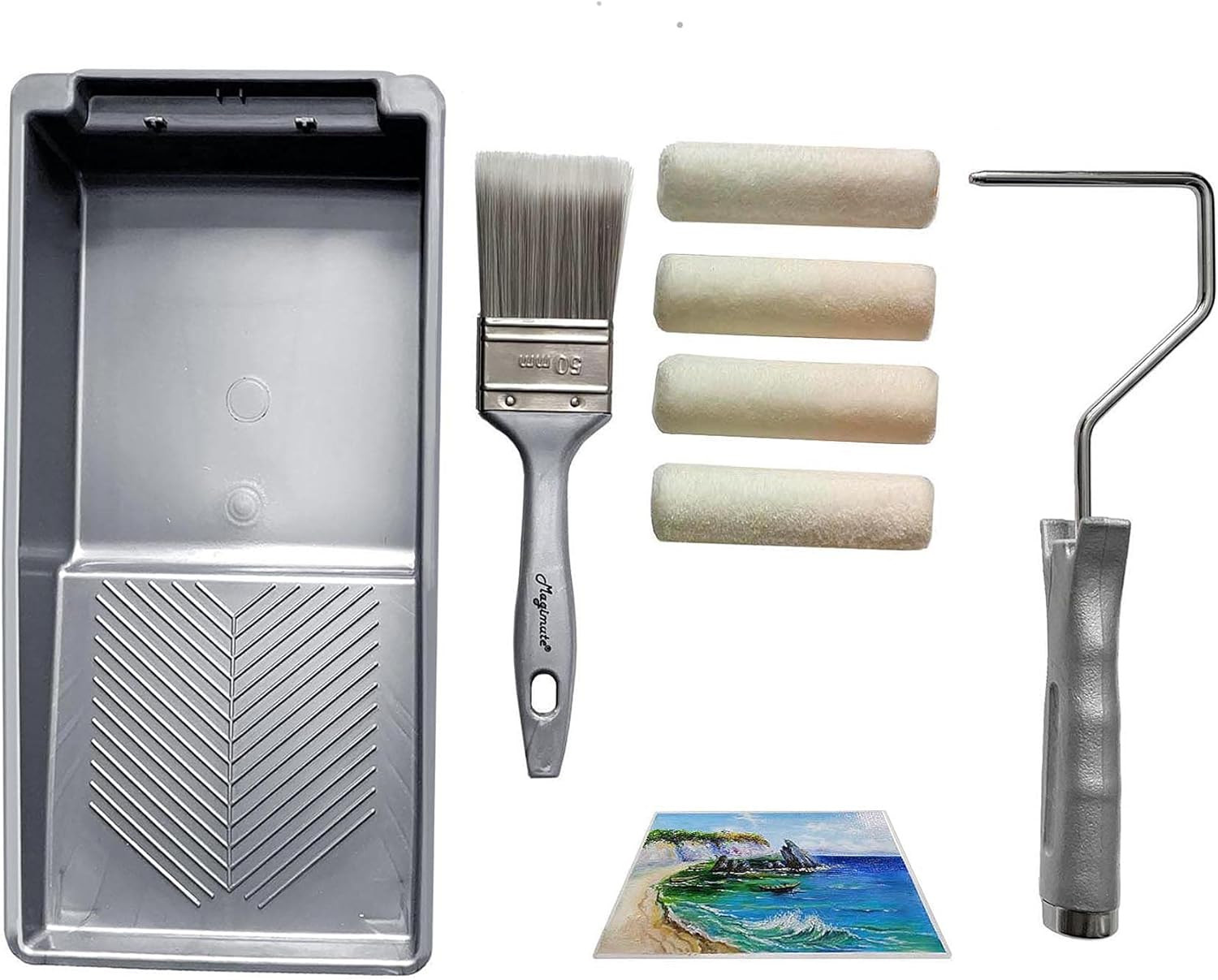 Small Paint Roller Set with Short Nap Roller Covers, 2 Inch Paint Brush and Mini