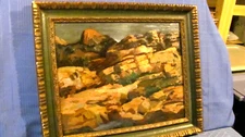 Vintage Oil Painting "Rockscape" by listed Boston artist William A. Millett