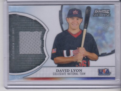 2011 Bowman Sterling David Lyon Game used jersey Collegiate national team