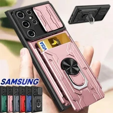 Slide Card Holder ShockProof Case For Samsung S25 S24 S23 Ultra S22 S21 FE Cover