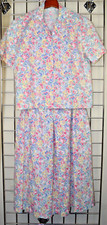 Vintage Skirt Top Set Russ Petites 80s Spring Flowers Cotton Made USA