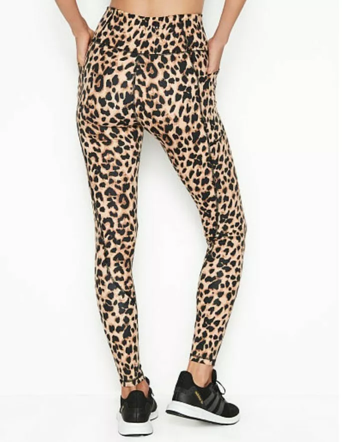 New V.S. Victoria Secret Studio legging 14 long Beige Leopard workout  Animal