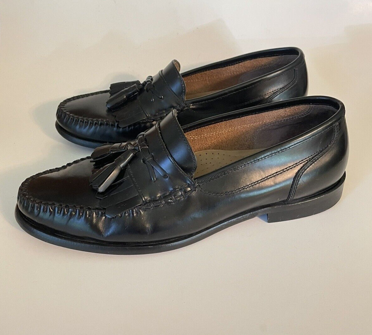 Men's Bass Jeffrey Black Leather Slip On Loafers Dress Shoes Tassles 10.5M eBay
