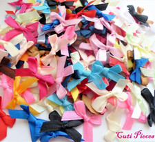 100pc Mix Small Tied Bows Satin Ribbon Fabric  Bow-Tie Embellishment Carding BT1