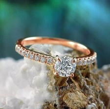 2 Ct Round Cut Lab-Created Diamond Women Engagement Ring 14K Rose Gold Plated