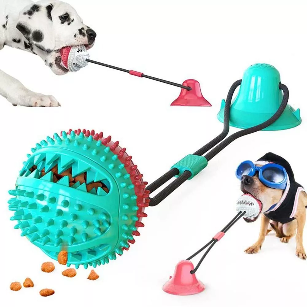 New Pet Dog Toys Silicon Suction Cup Tug Interactive Dog Ball Toy