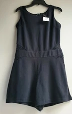 Poof couture Black Shorts Romper With Black Lace Back Zipper sz Junior Small NWT
