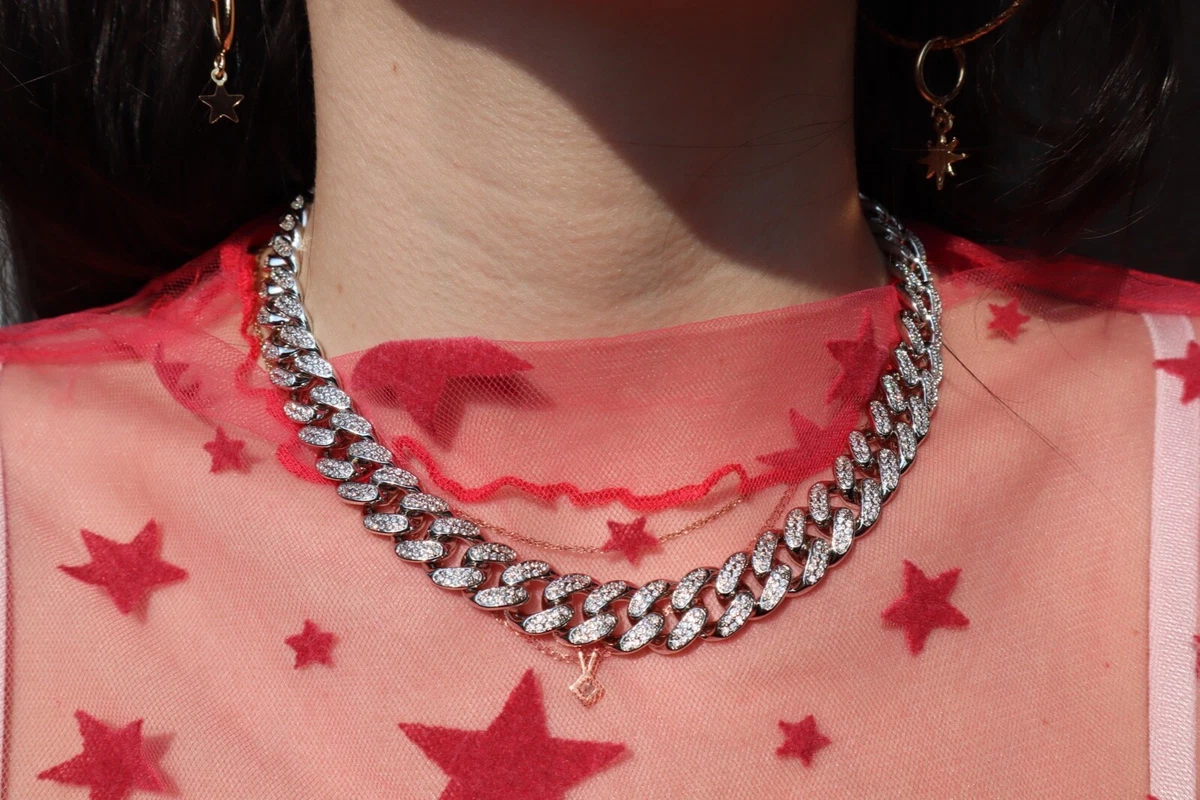 Diamond cuban online link choker womens