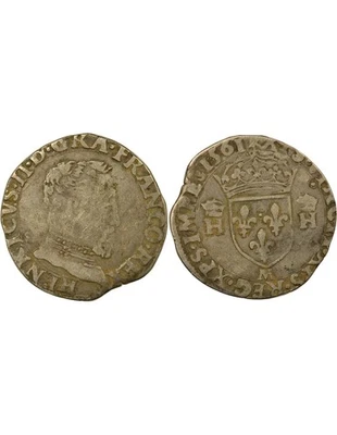 France Charles IX - 1/2 Teston Argent, au nom de Henri II - 1561 M Toulouse - Photo 1/3