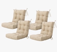 QILLOWAY Outdoor Chair Cushions Set of 4 Weather Resistant Beige High Foam New