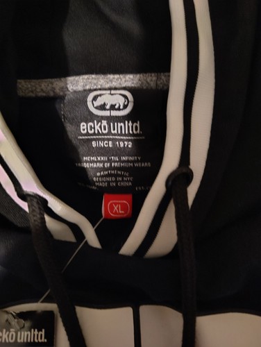 VTG Ecko Unltd Sweatshirt Mens xl Black Hoodie Short Sleeveless - Picture 3 of 6