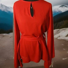 Halston Womens Top NWT Long Sleeves Size S Fire Engine Red