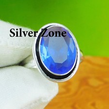 Blue Topaz Gemstone 925 Sterling Silver Handmade Jewelry Ring Size 5 to 13