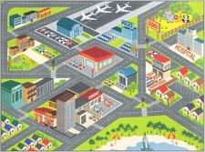 8x10 City Streets Car Road Rug - Educational Non-Slip Play Mat for Kids Toddlers