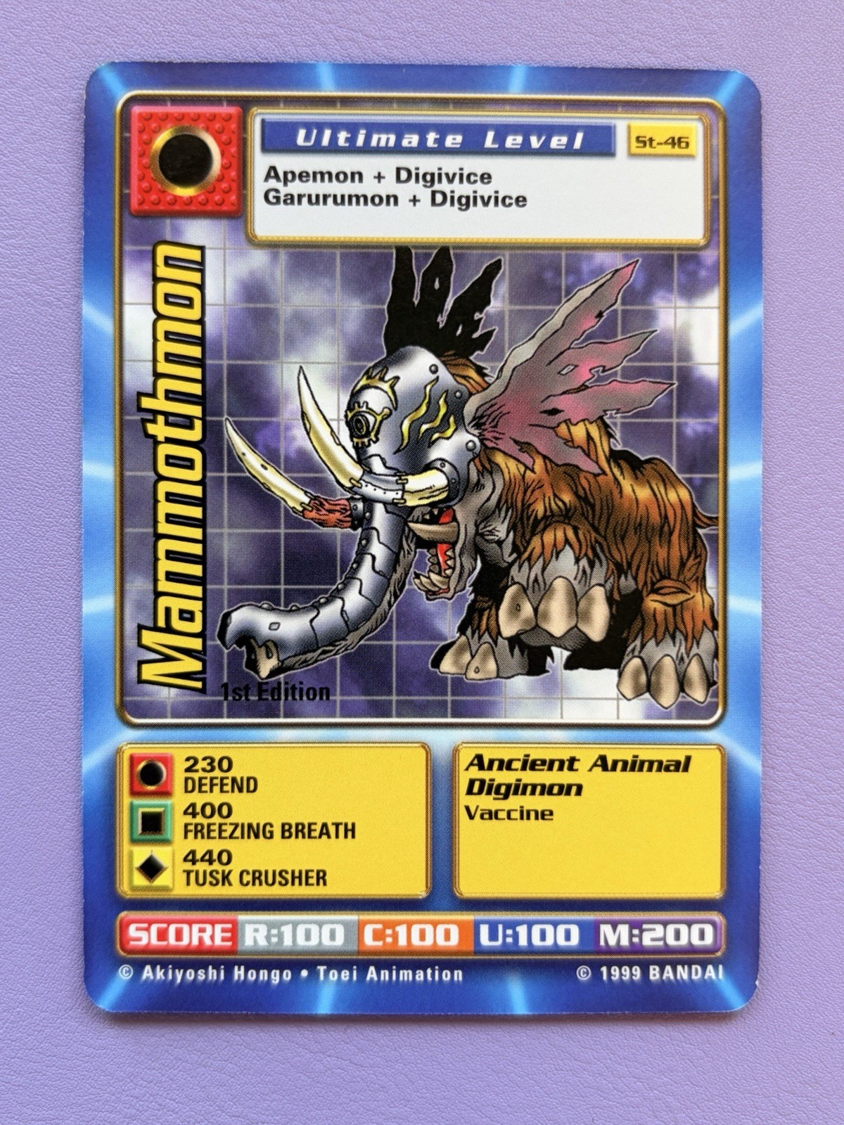 ST-46 Mammothmon Digimon Card Digi-Battle Starter Deck 1999 Bandai NM