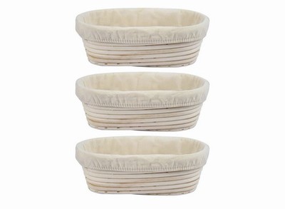 3 Piece Banneton Bread Proofing Basket Set