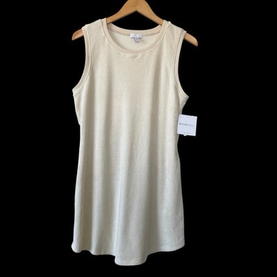 Beyond Yoga Out Of Town Dress Size M Cream Terry Cloth Leisure Minimalist NWT