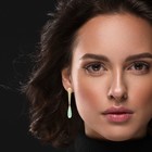 18k Jade Dangle diamond Earring Solid Gold 2.5' Long Earrings Natural Jade — photo 3