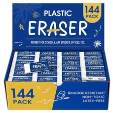 144 Pack White Erasers Bulk Large Pencil Erasers for School Classroom Teacher...