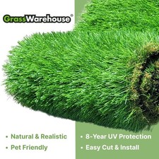 30mm Artificial Grass 1m x 1m Roll, Realistic Pet-Friendly Fake Grass Lawn Turf