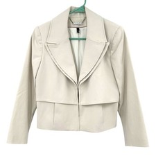 WHBM White House Black Market Size 8 Jacket Cream White Hook and Eye Closure