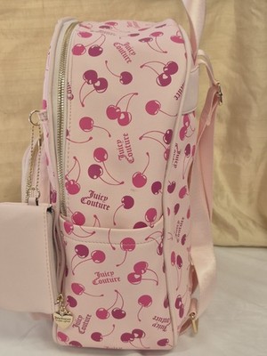 Juicy Couture Pink Cherry Print Backpack Gold Heart Charm  display picture 3