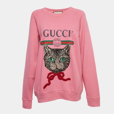 Gucci Pink Cotton Knit Mystic Cat Sweater M | eBay